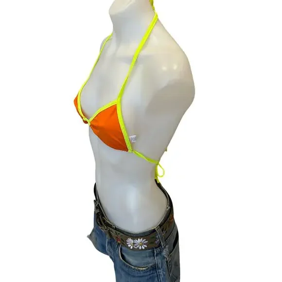 Lovers + Friends Orange Triangle String Bikini Top XS Good Intensions Yellow $78 - Picture 5 of 7